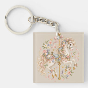 Antique Carousel Horse Cottagecore Gift Key Ring