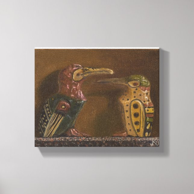 Antique Carved Birds Canvas Print (Front)