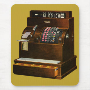 Antique Cash Register, Vintage Retail Business Mouse Mat