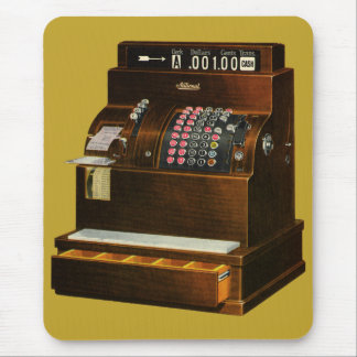Antique Cash Register, Vintage Retail Business Mouse Mat