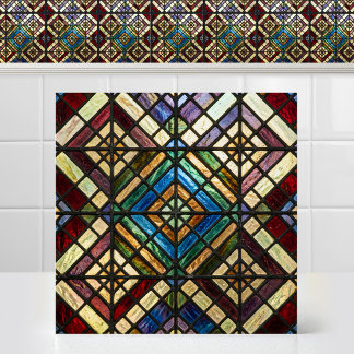 Antique Cathedral Diamond Pattern Stained Glass Tile