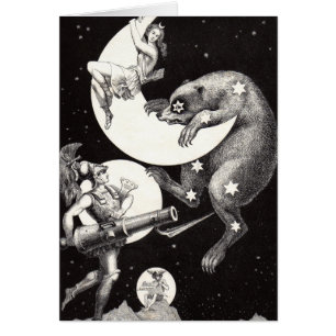 Antique Celestial Moon Goddess & Ursa Major Bear