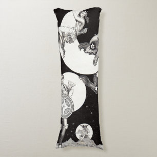 Antique Celestial Moon Goddess & Ursa Major Bear Body Cushion