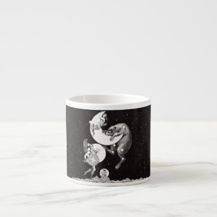Antique Celestial Moon Goddess & Ursa Major Bear Espresso Cup