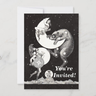Antique Celestial Moon Goddess & Ursa Major Bear Invitation