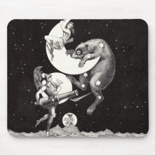 Antique Celestial Moon Goddess & Ursa Major Bear Mouse Mat