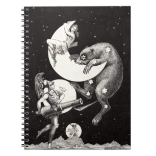 Antique Celestial Moon Goddess & Ursa Major Bear Notebook
