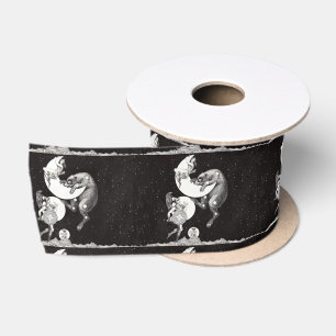 Antique Celestial Moon Goddess & Ursa Major Bear Satin Ribbon