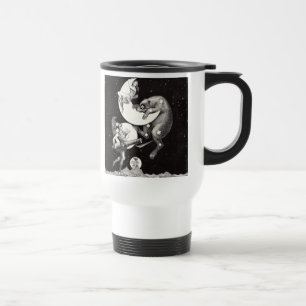 Antique Celestial Moon Goddess & Ursa Major Bear Travel Mug