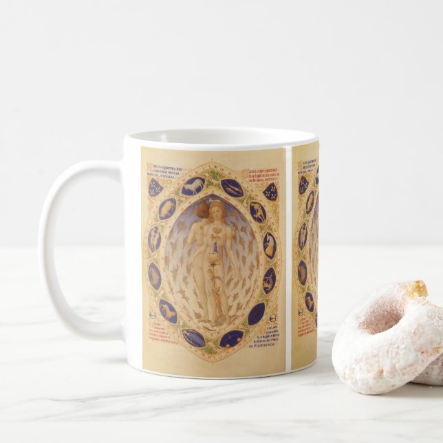 Antique Celestial Zodiac Chart, Vintage Astrology Coffee Mug (With Donut)