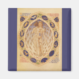 Antique Celestial Zodiac Chart, Vintage Astrology Magnet