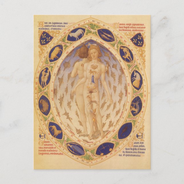 Antique Celestial Zodiac Chart, Vintage Astrology Postcard (Front)