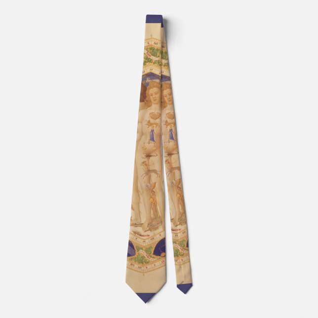 Antique Celestial Zodiac Chart, Vintage Astrology Tie (Front)