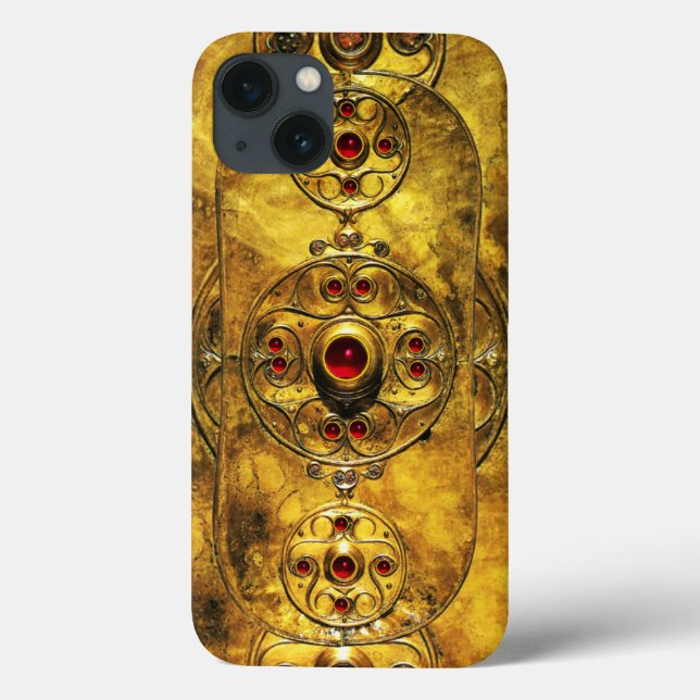 ANTIQUE CELTIC WARRIOR SHIELD WITH RUBY GEM STONES Case-Mate iPhone CASE (Back)