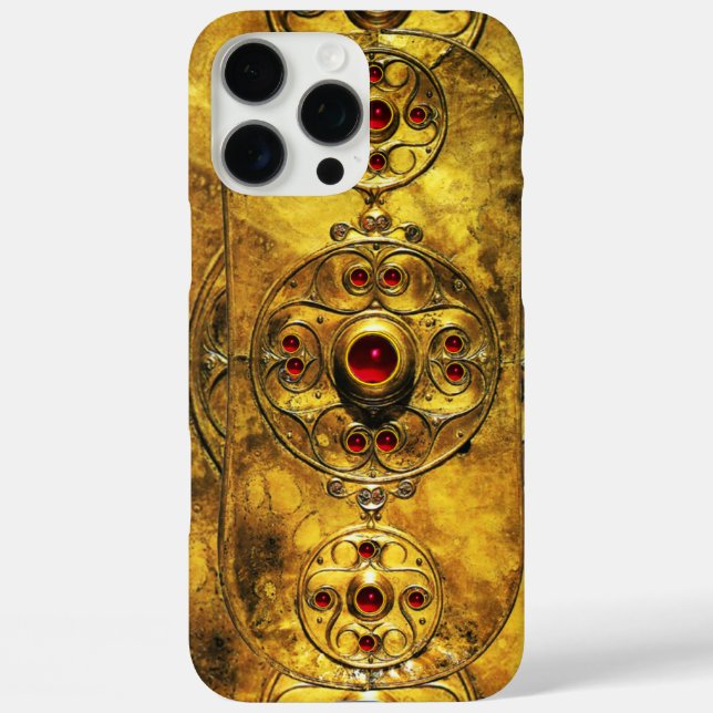 ANTIQUE CELTIC WARRIOR SHIELD WITH RUBY GEM STONES Case-Mate iPhone CASE (Back)