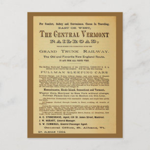 Antique Central Vermont Railroad ad Postcard