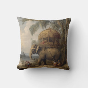 Antique Ceremonial Elephant and Golden Howdah Cushion