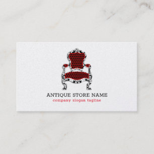 Antique chair black white and red business card
