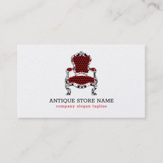 Antique chair black white and red business card (Front)
