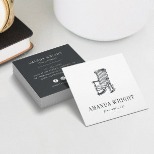 Antique Chair Square Business Card   Brushed Black