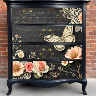 Antique Chalkboard Botanicals Decoupage Print Tissue Paper