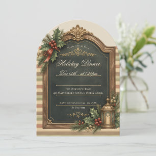 Antique Chalkboard Elegant Vintage Holiday Party Invitation