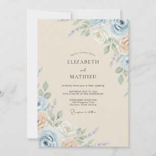 Antique Champagne Slate Petal Wedding Invitation