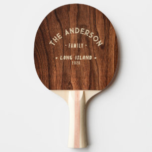 Antique Cherry Wood Vintage Seaside Family Name Ping Pong Paddle