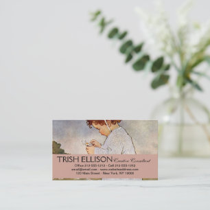 Antique Child Picking Daisies Bessie Pease Gutmann Business Card