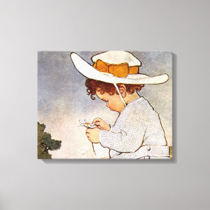 Antique Child Picking Daisies Bessie Pease Gutmann Canvas Print