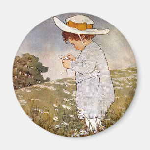 Antique Child Picking Daisies Bessie Pease Gutmann Magnet