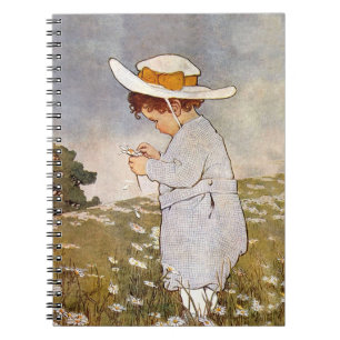 Antique Child Picking Daisies Bessie Pease Gutmann Notebook
