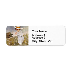 Antique Child Picking Daisies Flowers