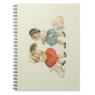 Antique Children Rabbit Easter Art Notebook