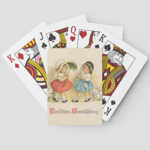 Antique Children Rabbit Easter Art Playing Cards