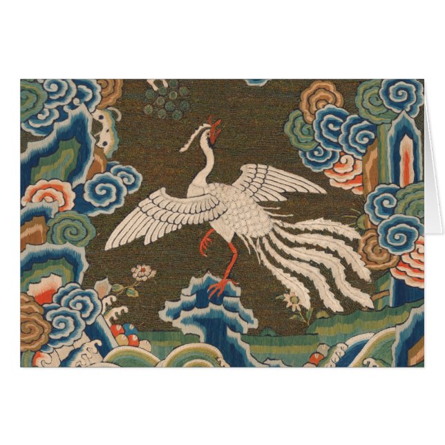 Antique chinese bird artwork tapestry phoenix (Front Horizontal)