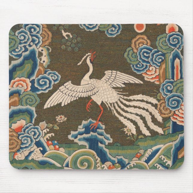 Antique chinese bird artwork tapestry phoenix mouse mat (Front)