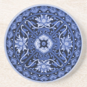 Antique Chinese Blue & White Mandala Coaster