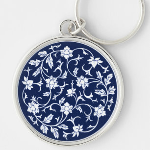 Antique Chinese Blue & White Mandala Key Ring