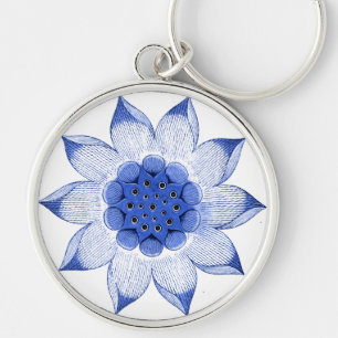 Antique Chinese Blue & White Mandala Key Ring