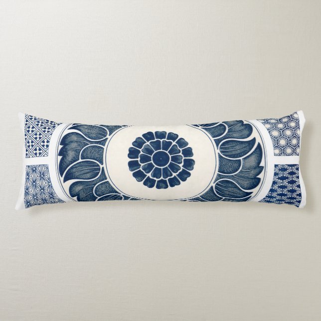 Antique Chinese Blue White Porcelain Pattern Body Cushion (Front)