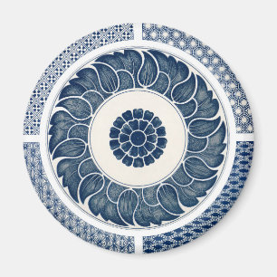 Antique Chinese Blue White Porcelain Pattern Magnet