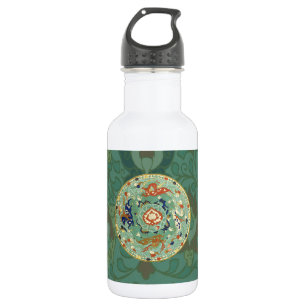 Antique Chinese Circle Blue Green 532 Ml Water Bottle
