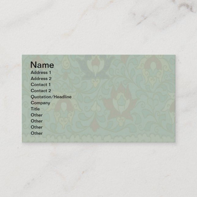 Antique Chinese Circle Blue Green Business Card (Front)