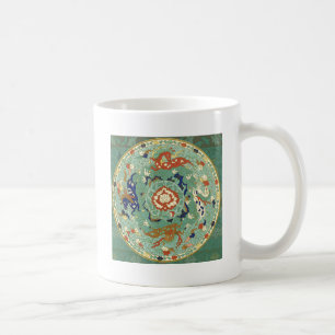 Antique Chinese Circle Blue Green Coffee Mug