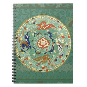 Antique Chinese Circle Blue Green Notebook
