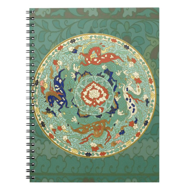 Antique Chinese Circle Blue Green Notebook (Front)