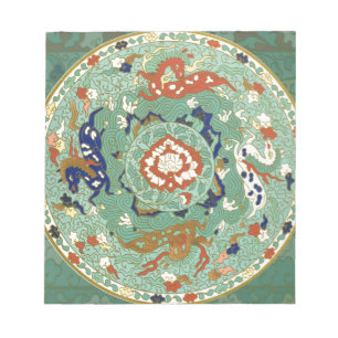 Antique Chinese Circle Blue Green Notepad