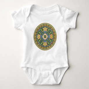 Antique Chinese Cloisonne Pattern: Jade Green Baby Bodysuit