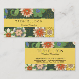 Antique Chinese Cloisonne Pattern: Jade Green Business Card